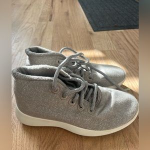 Gently worn tan with light green laces allbirds high tops